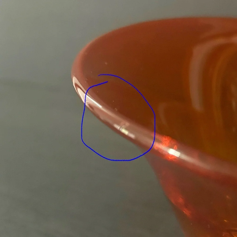 Viking Glass Epic Art Deco Persimmon Lipped Candy/Bon Bon Dish